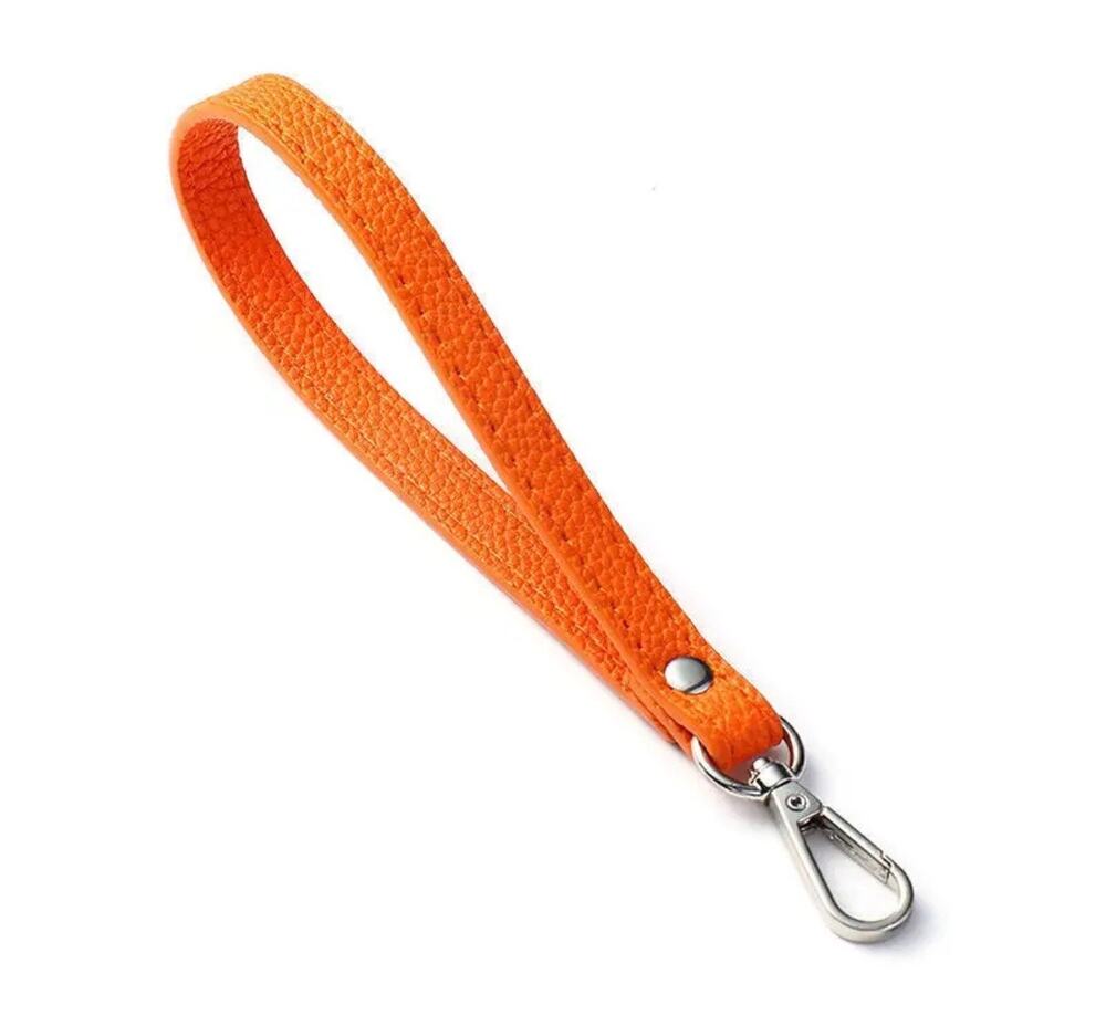 Orange and Silver  Wrist Strap Bag Strap 20CM PU Leather Handles